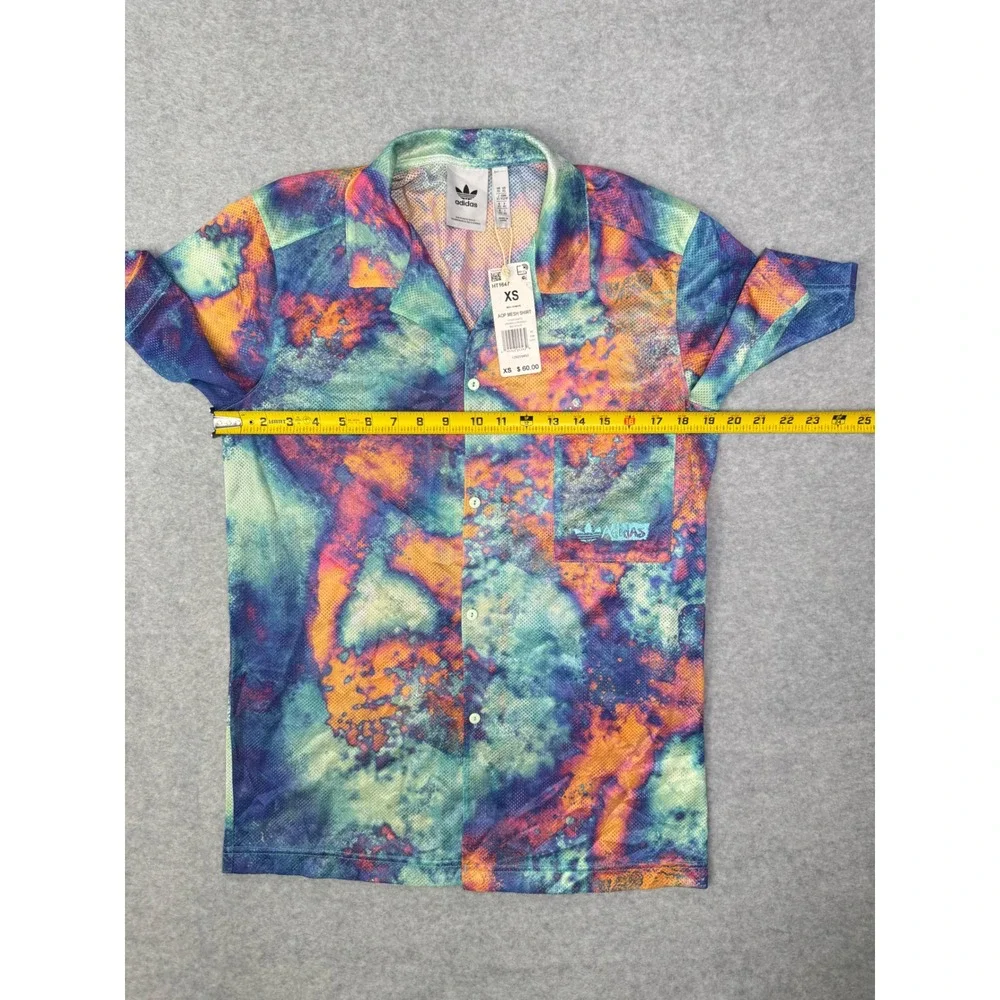 NWT Adidas Originals Allover Print Mesh Shirt Multicolor Galaxy Print Mens XS